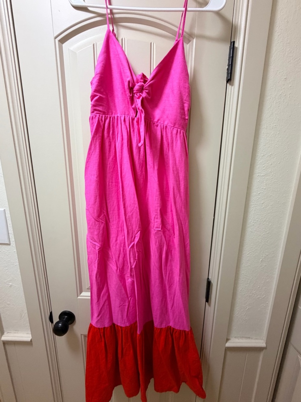 Tabitha Hot Pink and Red Spaghetti-Strap Maxi Dress